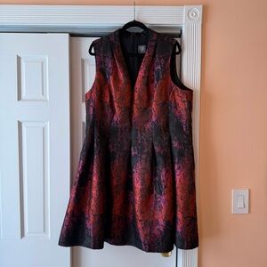 Vince Camuto Red and Black A-Line Mini Dress